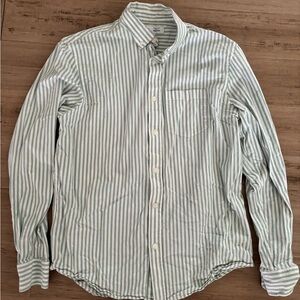 Old Navy Green and White Striped Casual Button Down Shirt